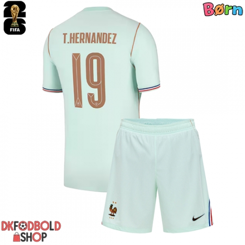 Frankrig Theo Hernandez #19 Udebanesæt Børn VM 2026 Kort ærmer (+ korte bukser)